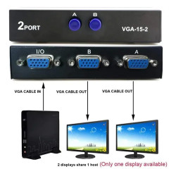 Switch Vga 2 Puertos Hub Selector-2 Equipos En Mismo Monitor